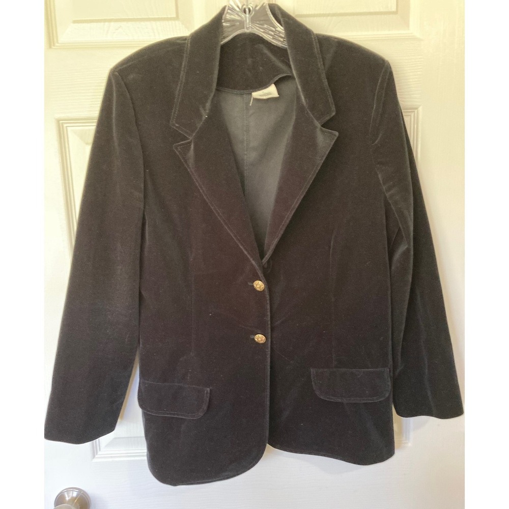 Nikki Black Velvet Vintage Blazer 18 USA 90s Retro Dark Academia Goth Luxe
